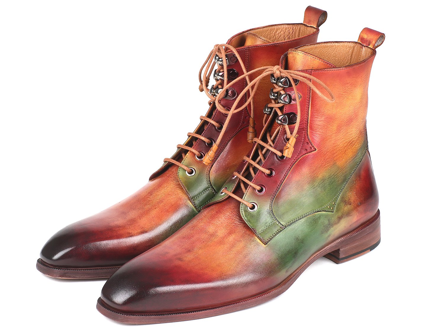 Paul Parkman Men's Green, Camel & Bordeaux Leather Boots (ID#BT533SPR) PAUL PARKMAN