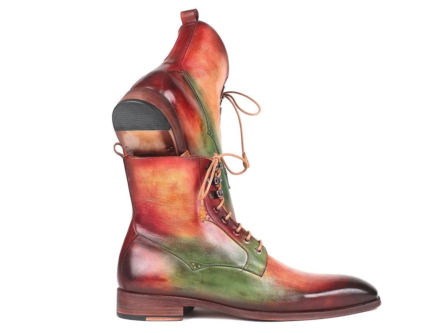 Paul Parkman Men's Green/Camel/Bordeaux Genuine Leather Boots (ID#BT533SPR) PAUL PARKMAN