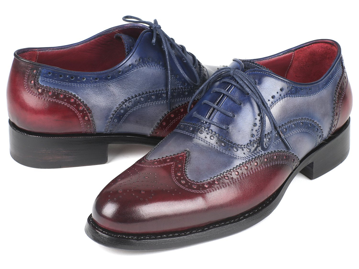 Paul Parkman Wingtip Oxfords Goodyear Welted Bordeuax Grey Blue (ID#BR027GRBL) PAUL PARKMAN