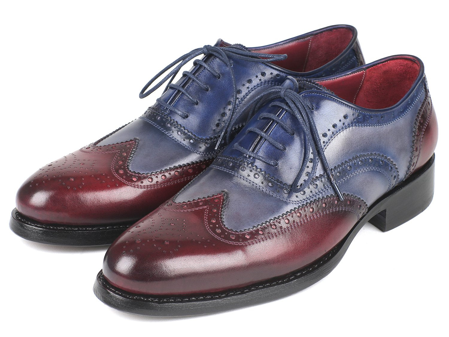 Paul Parkman Wingtip Oxfords Goodyear Welted Bordeuax Grey Blue (ID#BR027GRBL) PAUL PARKMAN