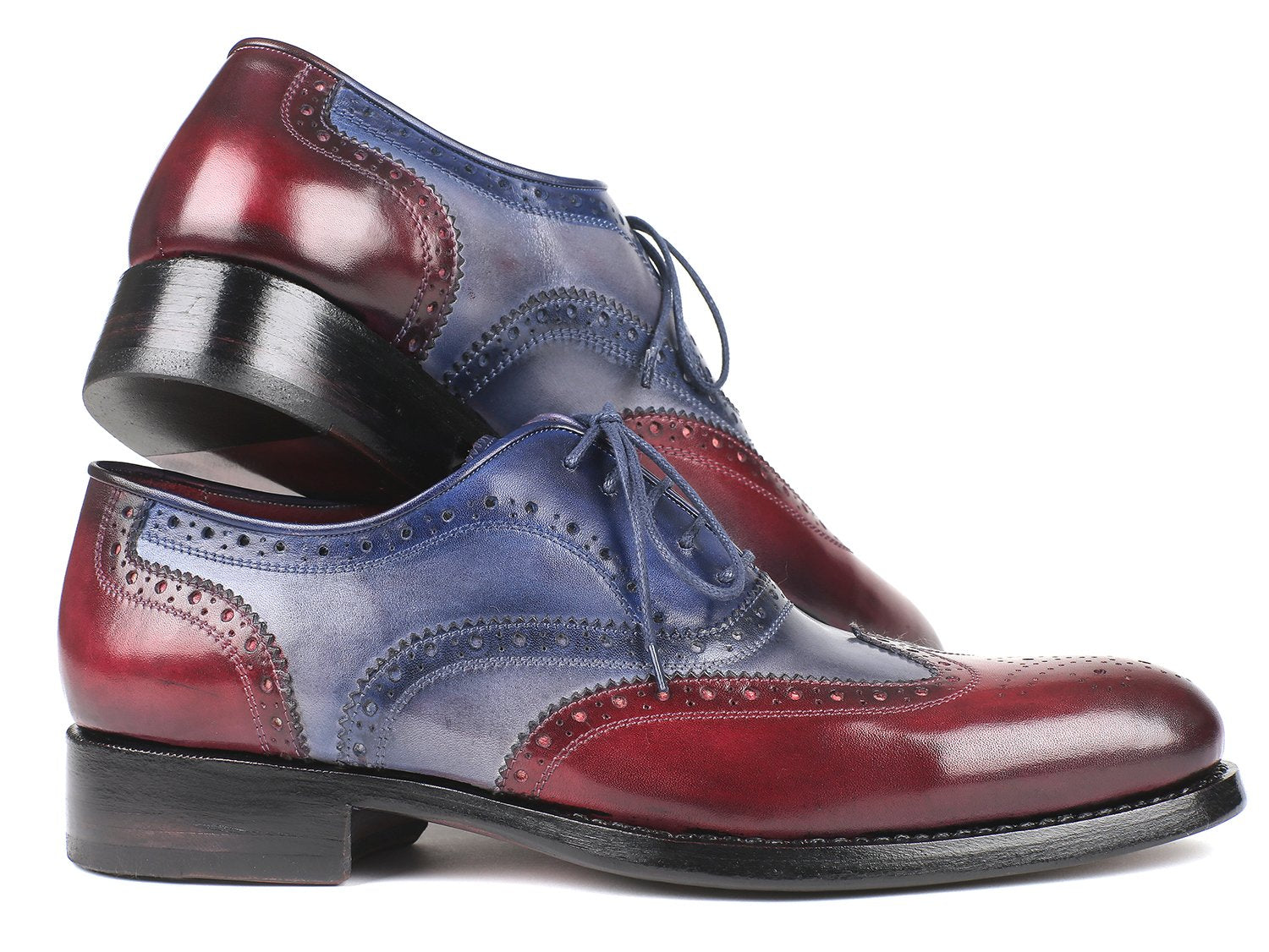 Paul Parkman Wingtip Oxfords Goodyear Welted Bordeuax Grey Blue (ID#BR027GRBL) PAUL PARKMAN