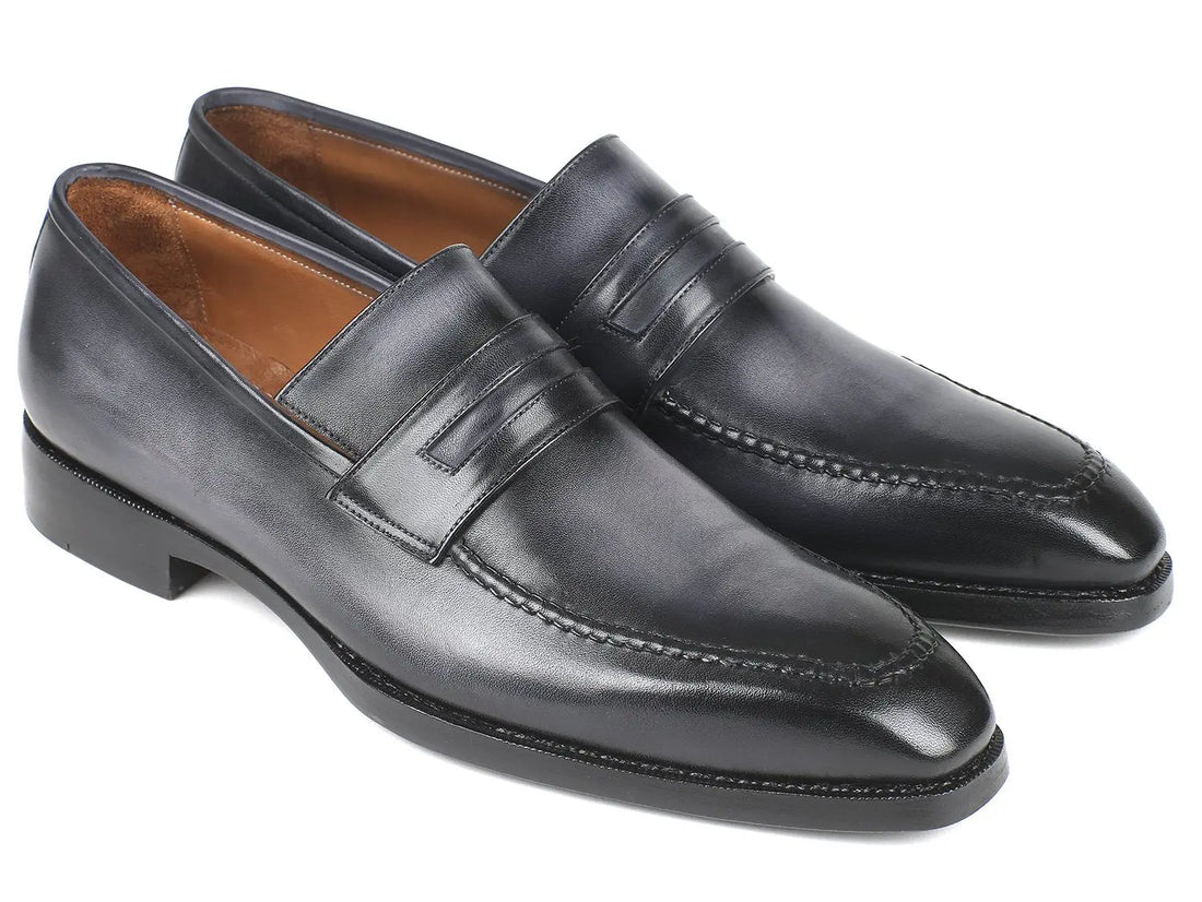 Paul Parkman Men's Gray Burnished Goodyear Welted Loafers (ID#37LFGRY) PAUL PARKMAN