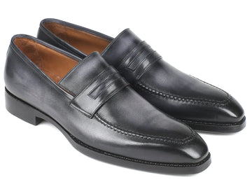 Paul Parkman Men's Gray Burnished Goodyear Welted Loafers (ID#37LFGRY) PAUL PARKMAN