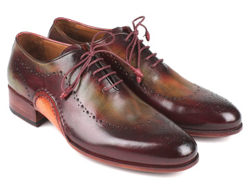 Paul Parkman Men's Green/Bordeaux Opanka Construction Oxfords (ID#726-GRE-BOR) PAUL PARKMAN