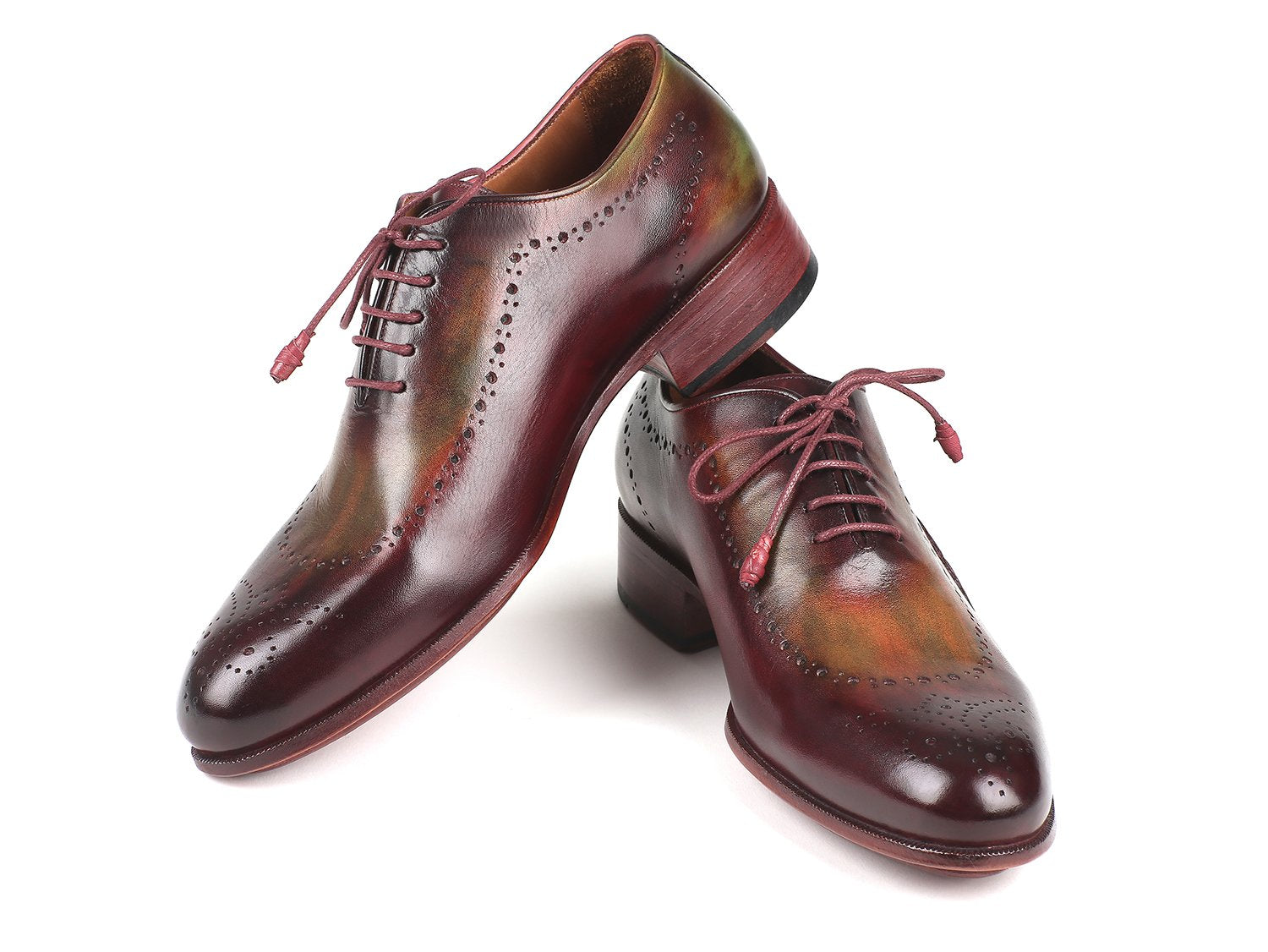 Paul Parkman Opanka Construction Green & Bordeaux Oxfords (ID#726-GRE-BOR) PAUL PARKMAN