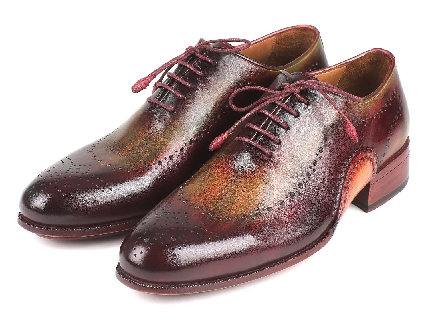 Paul Parkman Men's Green/Bordeaux Opanka Construction Oxfords (ID#726-GRE-BOR) PAUL PARKMAN