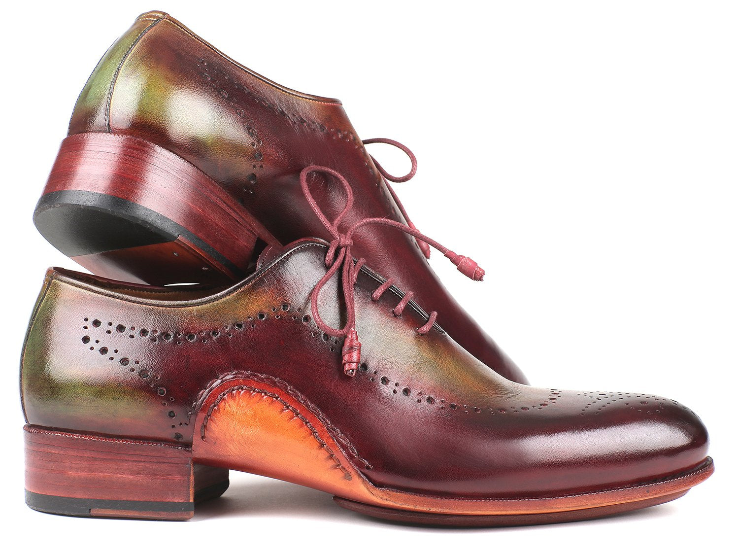 Paul Parkman Opanka Construction Green & Bordeaux Oxfords (ID#726-GRE-BOR) PAUL PARKMAN