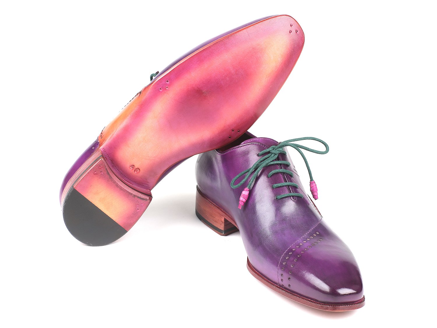 Paul Parkman Opanka Construction Purple Hand-Painted Oxfords (ID#OPK66KD) PAUL PARKMAN