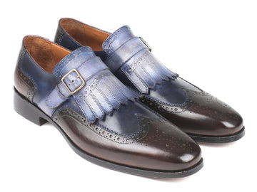 Paul Parkman Kiltie Monkstraps Blue & Brown (ID#52SL79) PAUL PARKMAN