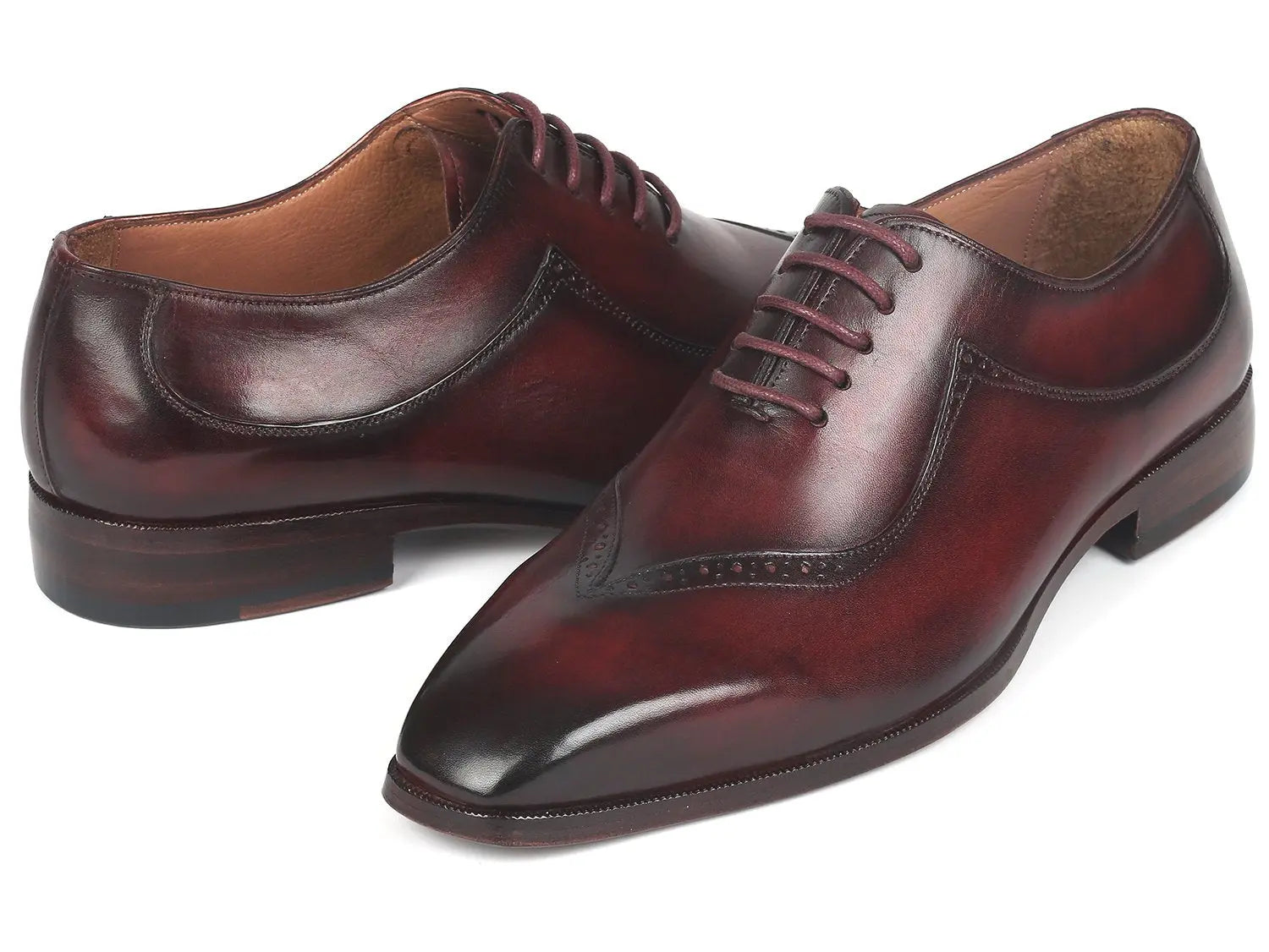Paul Parkman Men's Dark Bordeaux Hand-Painted Oxfords (ID#35BRD25) PAUL PARKMAN