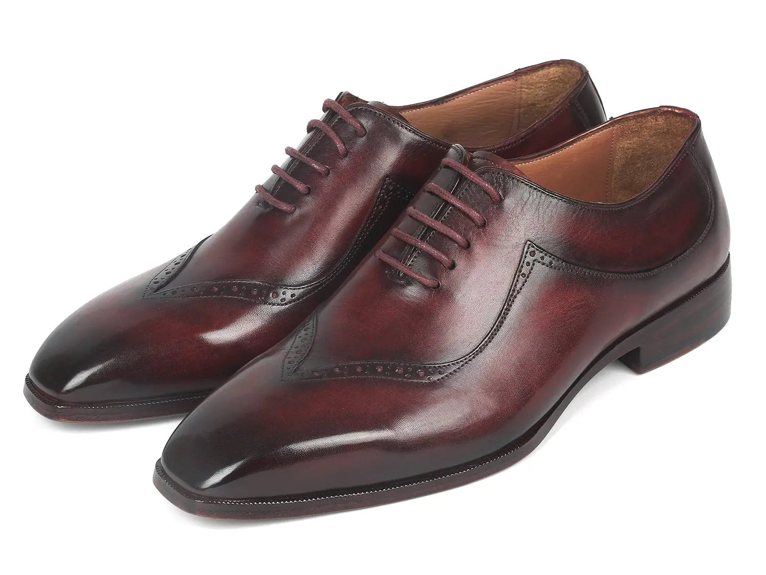 Paul Parkman Men's Dark Bordeaux Hand-Painted Oxfords (ID#35BRD25) PAUL PARKMAN