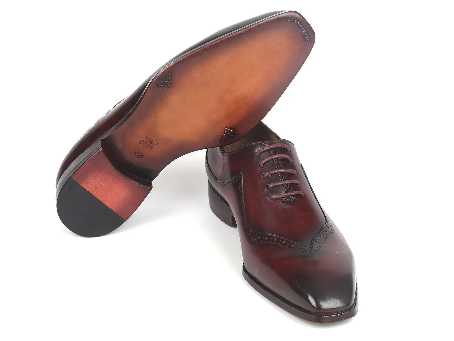 Paul Parkman Men's Dark Bordeaux Hand-Painted Oxfords (ID#35BRD25) PAUL PARKMAN