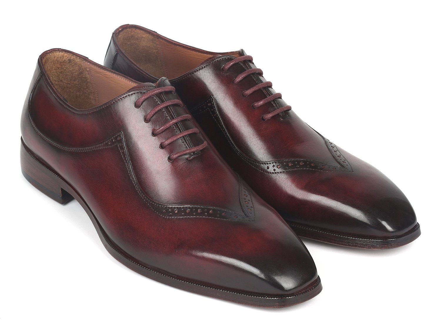 Paul Parkman Dark Bordeaux Hand-Painted Men's Oxfords (ID#35BRD25)