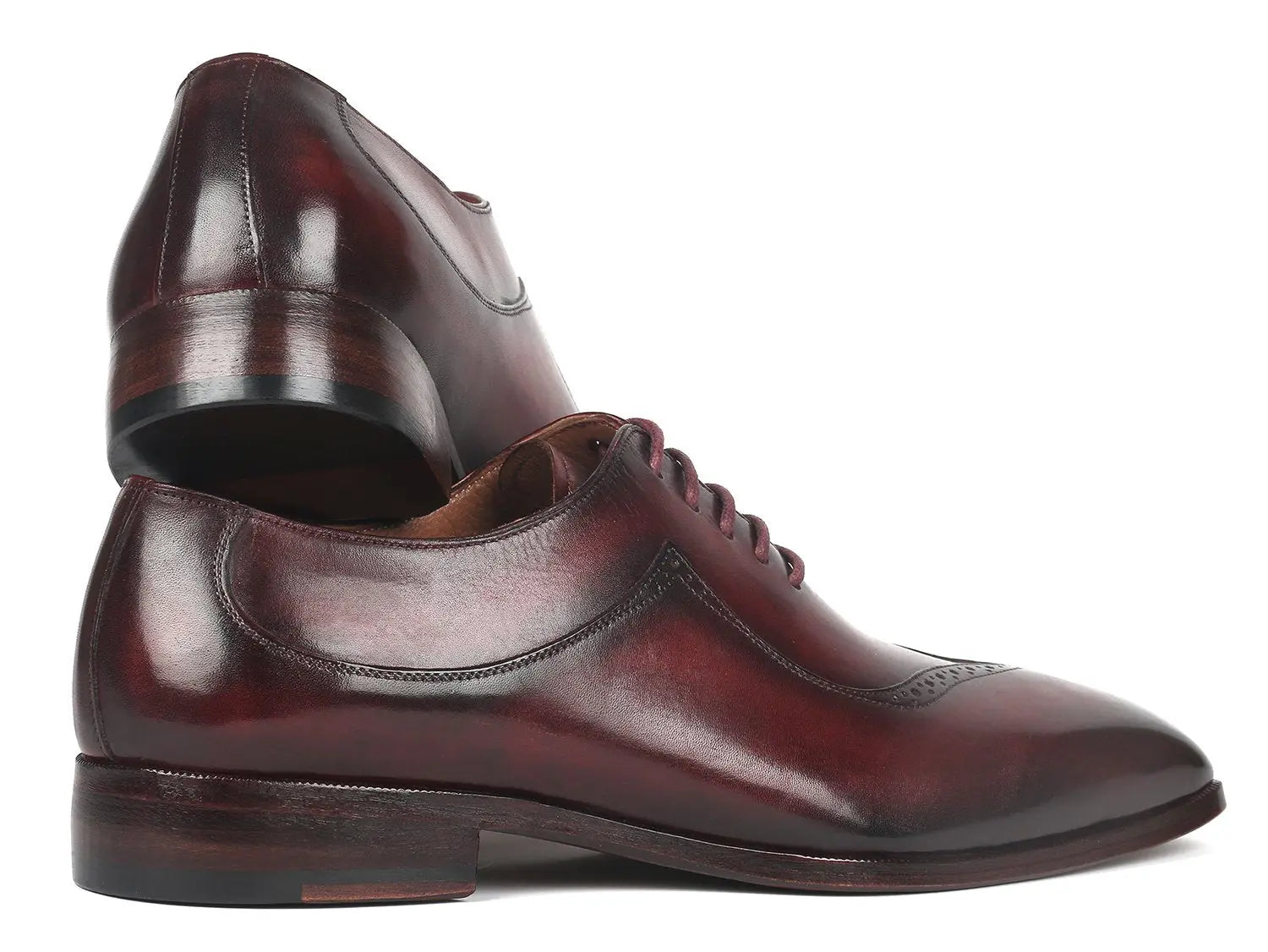 Paul Parkman Men's Dark Bordeaux Hand-Painted Oxfords (ID#35BRD25) PAUL PARKMAN