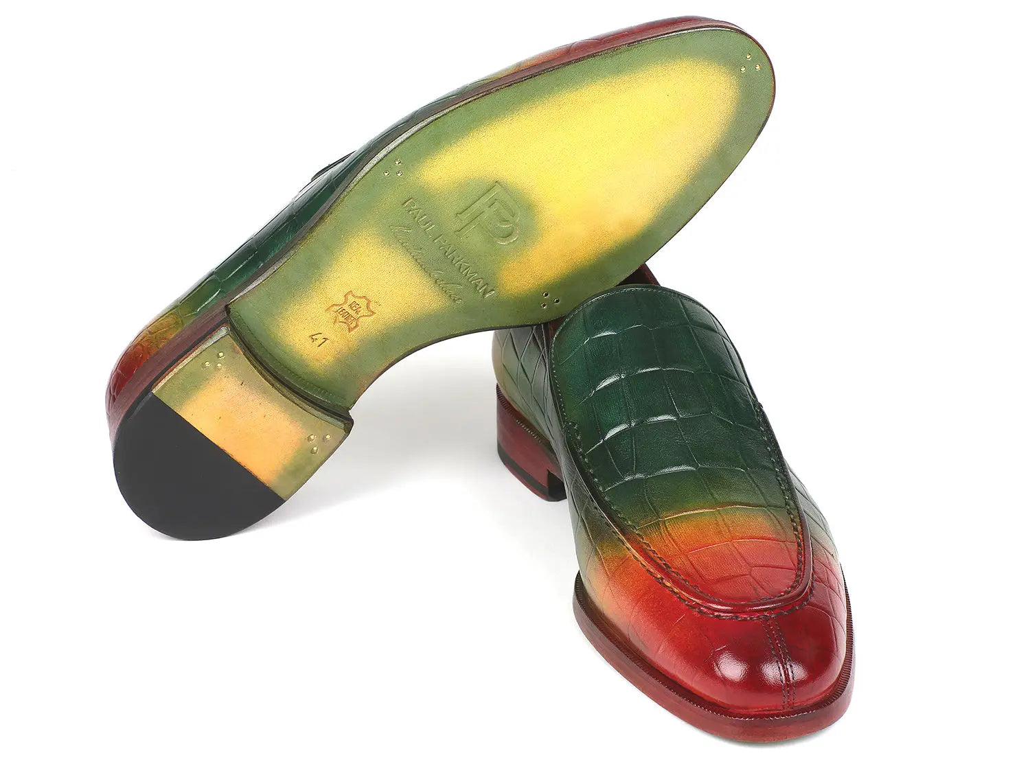 Paul Parkman Men's Multicolor Crocodile Embossed Calfskin Loafers (ID#7339-SPR) PAUL PARKMAN