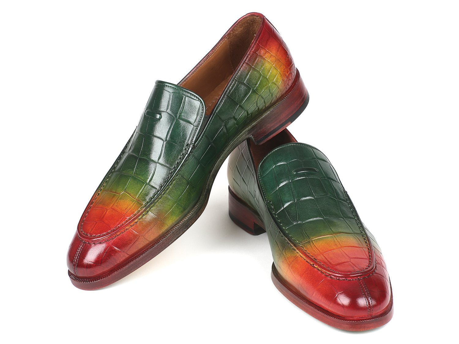 Paul Parkman Crocodile Embossed Calfskin Multicolor Loafer (ID#7339-SPR) PAUL PARKMAN