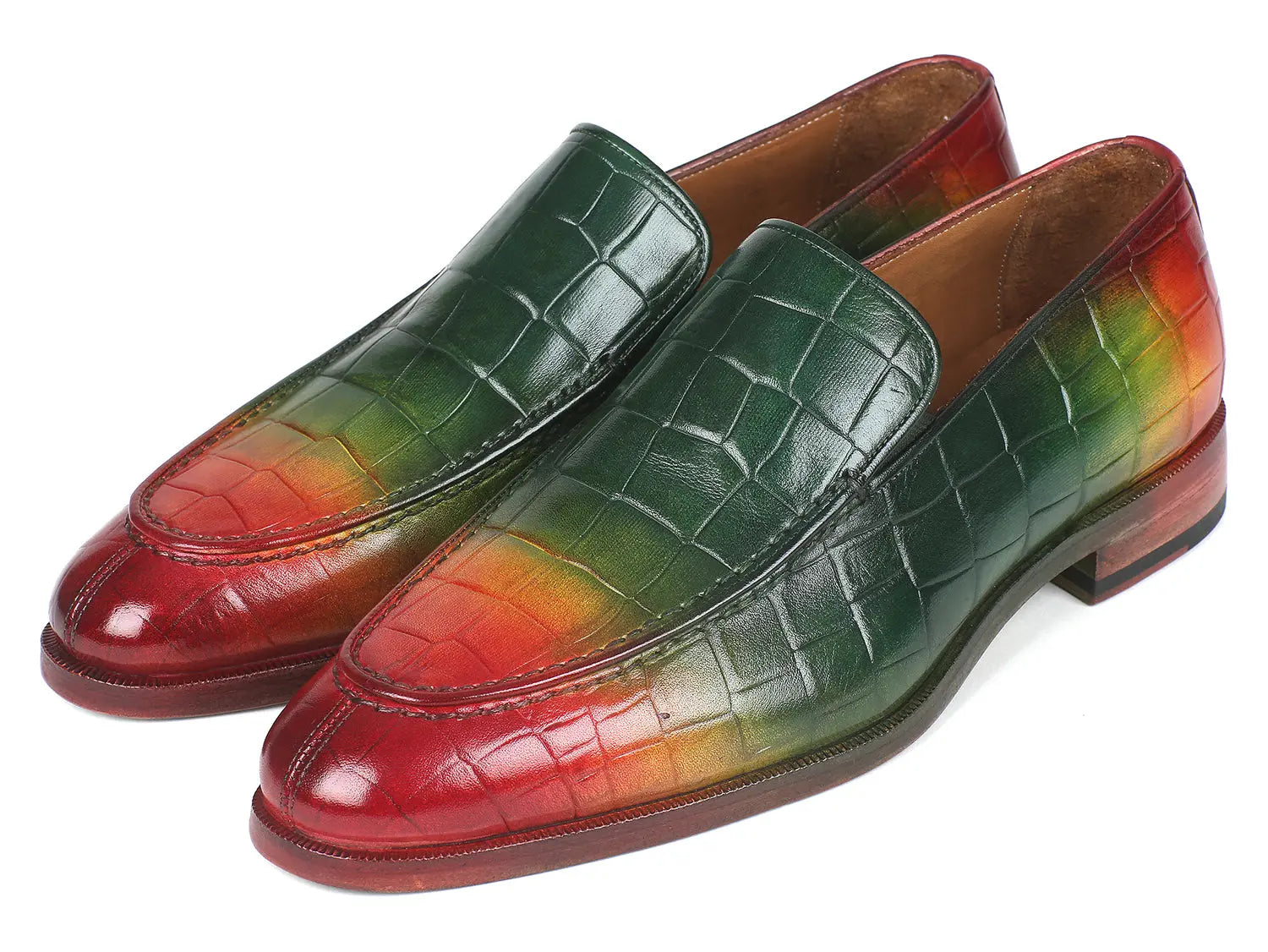 Paul Parkman Men's Multicolor Crocodile Embossed Calfskin Loafers (ID#7339-SPR) PAUL PARKMAN