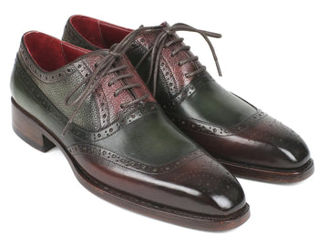 Paul Parkman Men's Brown/Green Goodyear Welted Oxfords (ID#BW926GR) PAUL PARKMAN