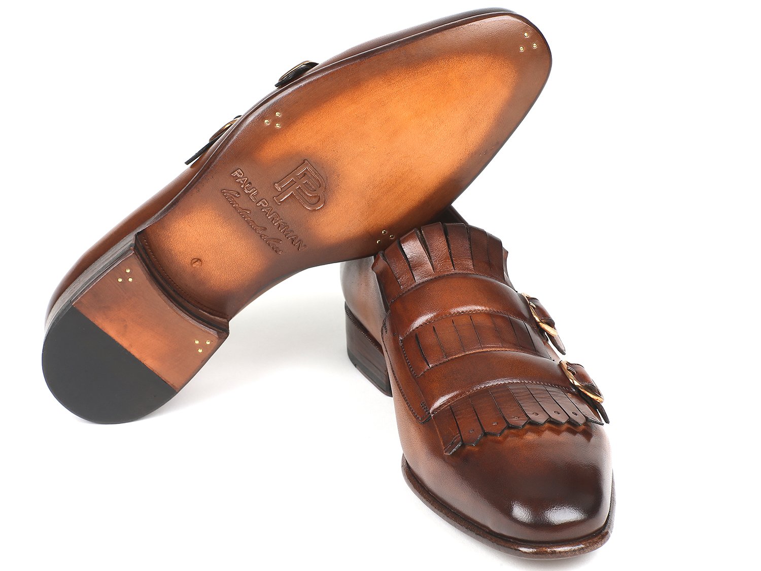 Paul Parkman Men's Brown Kiltie Double Monkstraps (ID#ST37VF) PAUL PARKMAN