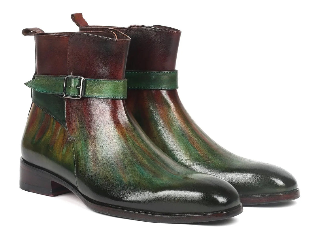 Paul Parkman Men's Green/Bordeaux Jodhpur Boots (ID#957FRS84) PAUL PARKMAN