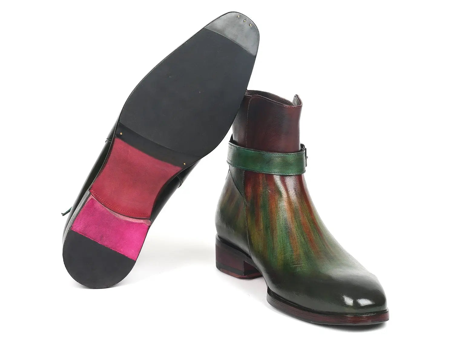 Paul Parkman Men's Green/Bordeaux Jodhpur Boots (ID#957FRS84) PAUL PARKMAN