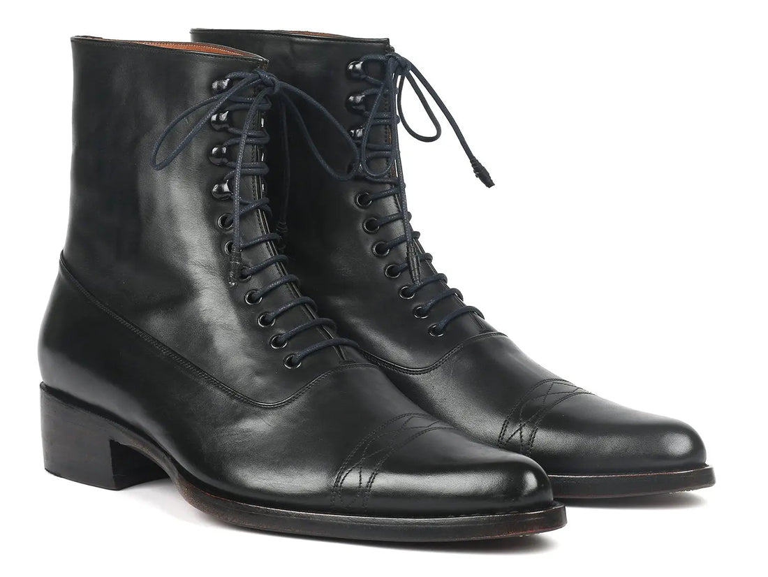 Paul Parkman Men's Black Genuine Leather Goodyear Welted Boots (ID#CW477-BLK) PAUL PARKMAN