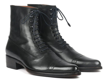 Paul Parkman Men's Black Genuine Leather Goodyear Welted Boots (ID#CW477-BLK) PAUL PARKMAN