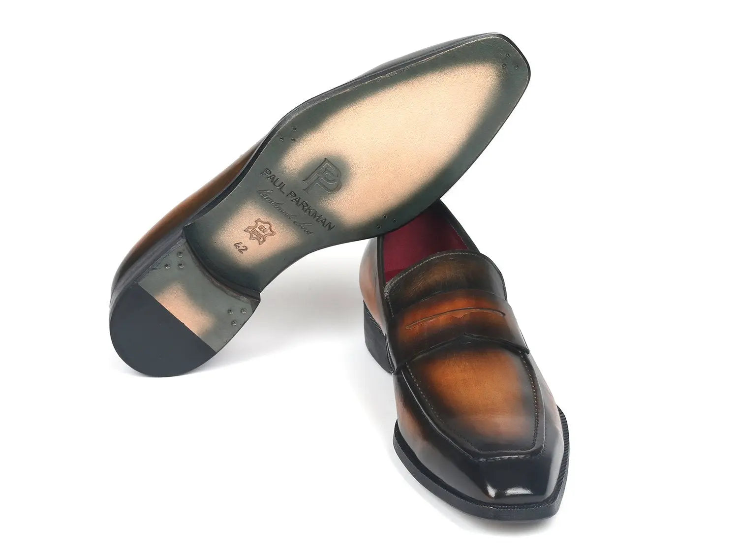 Paul Parkman Men's Olive Brown Penny Loafers (ID#10LZ24) PAUL PARKMAN