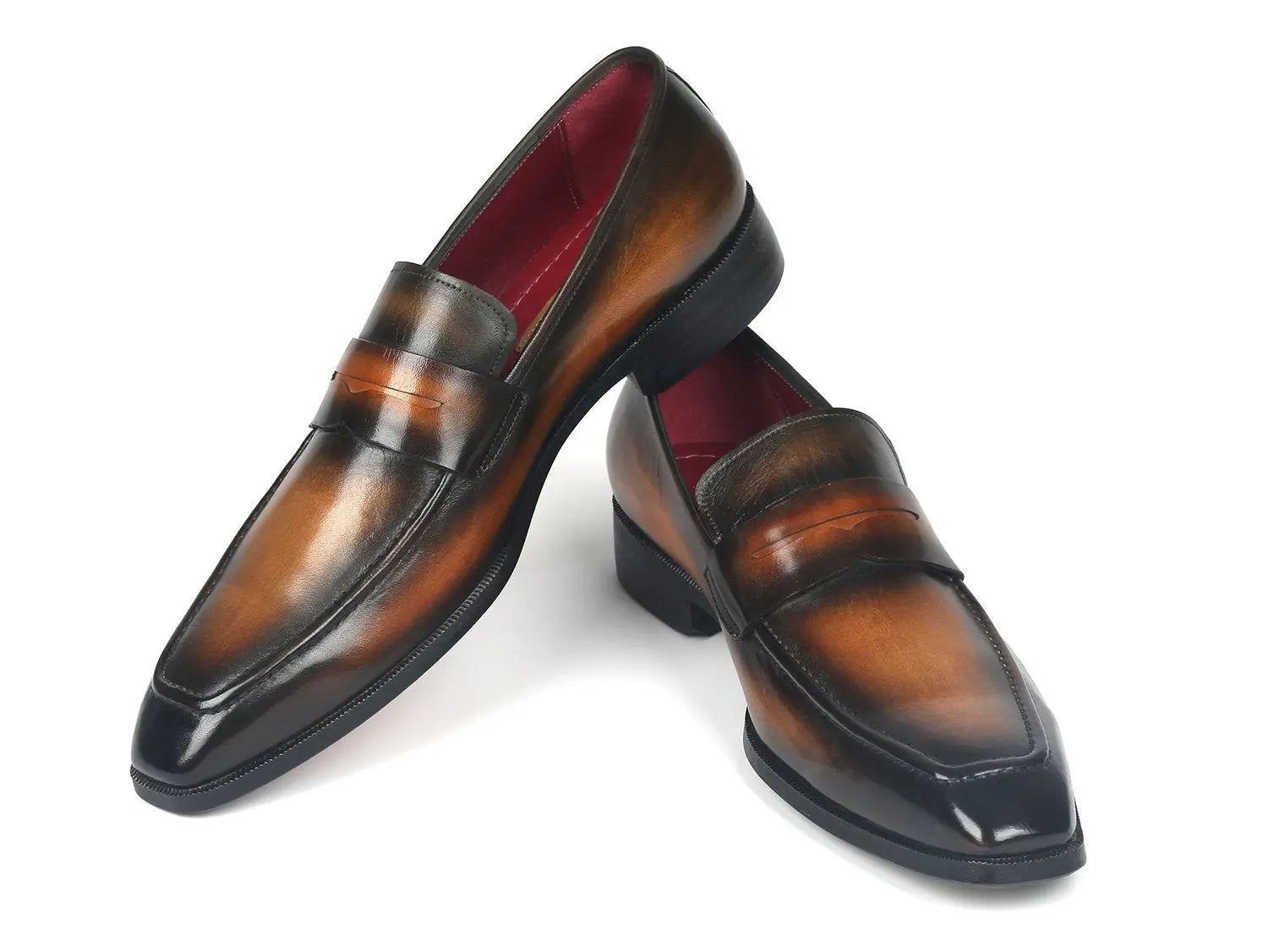 Paul Parkman Men's Olive Brown Penny Loafers (ID#10LZ24) PAUL PARKMAN