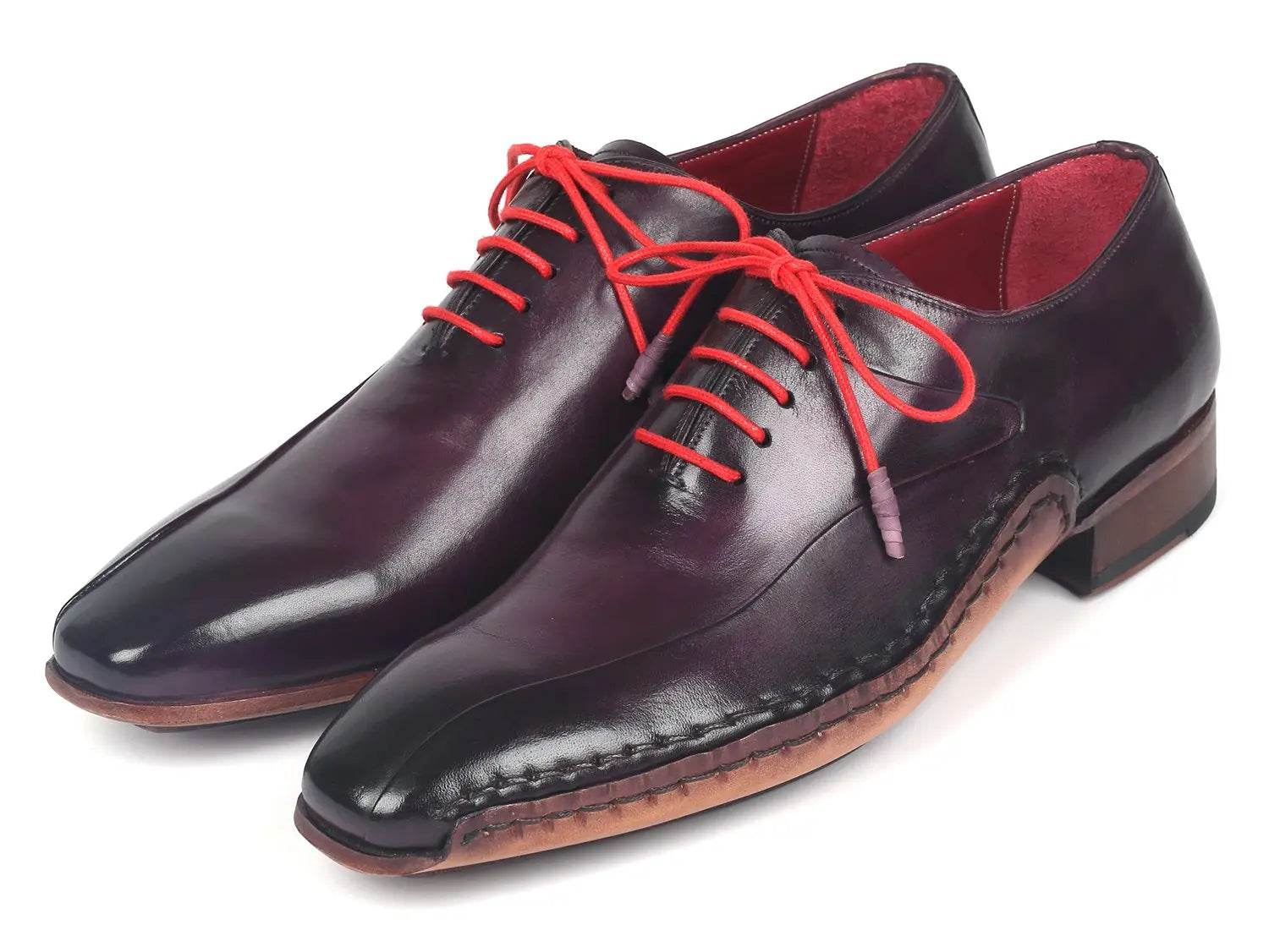 Paul Parkman Men's Purple Side Hand-Sewn Genuine Leather Oxfords (ID#018-PRP) PAUL PARKMAN