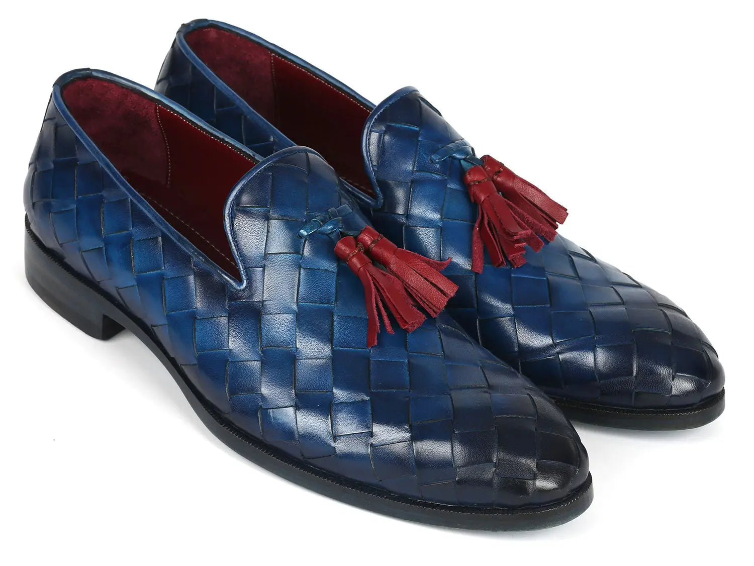 Paul Parkman Men's Blue Big Braided Tassel Loafers (ID#6623-BLU) PAUL PARKMAN