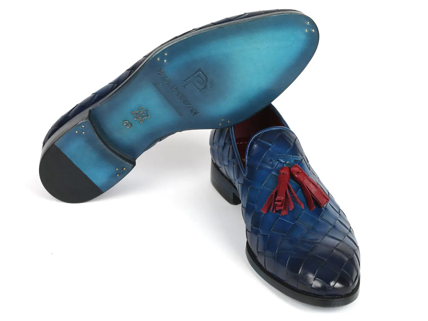 Paul Parkman Men's Blue Big Braided Tassel Loafers (ID#6623-BLU) PAUL PARKMAN