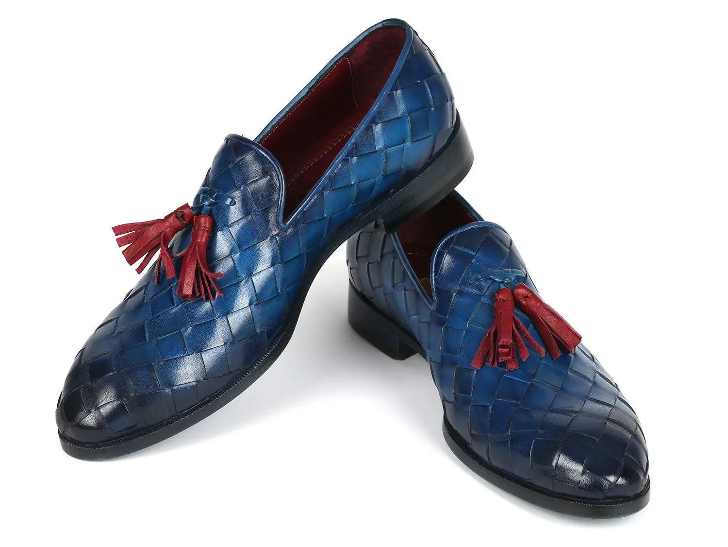 Paul Parkman Men's Blue Big Braided Tassel Loafers (ID#6623-BLU) PAUL PARKMAN