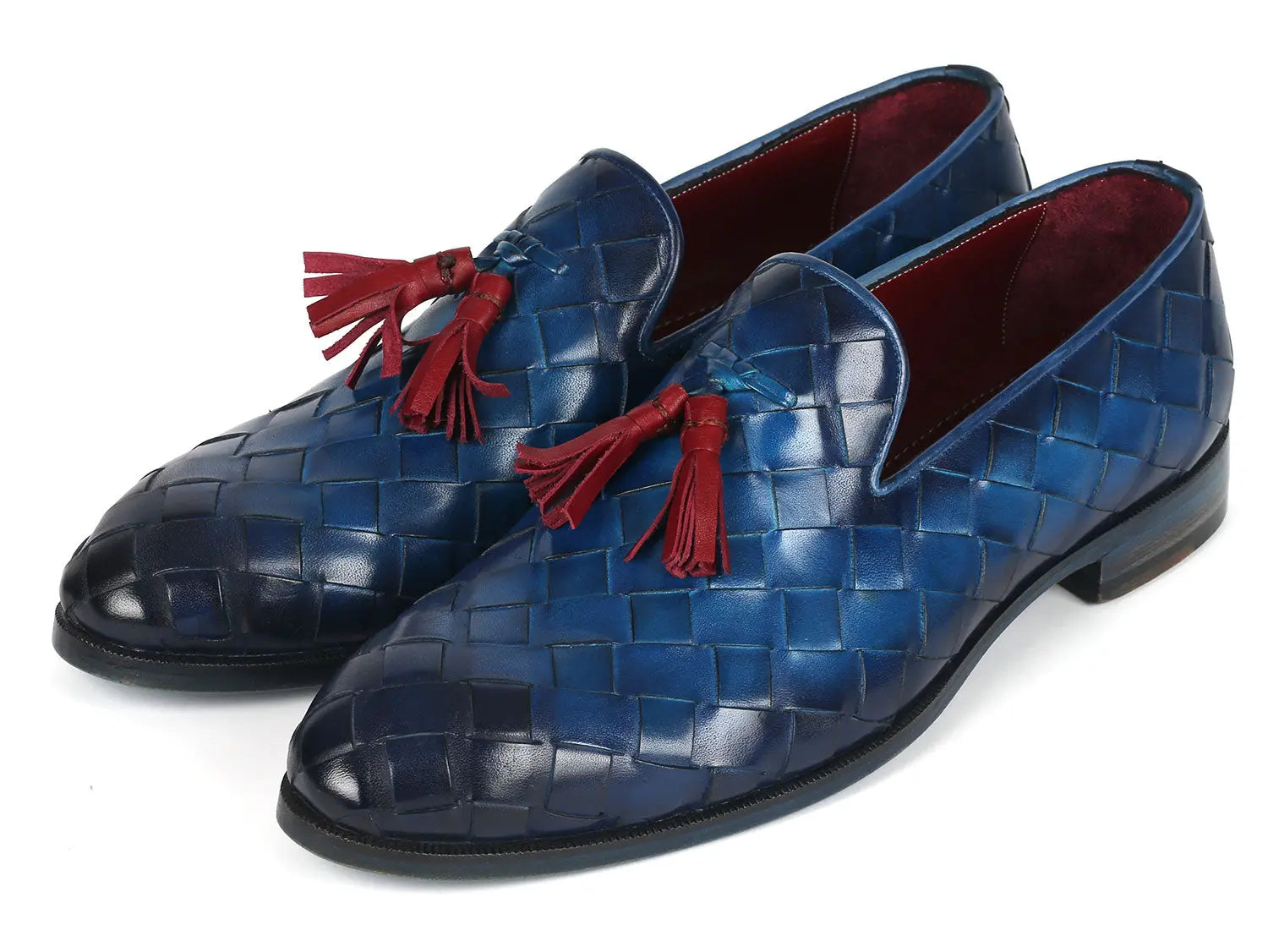 Paul Parkman Men's Blue Big Braided Tassel Loafers (ID#6623-BLU) PAUL PARKMAN