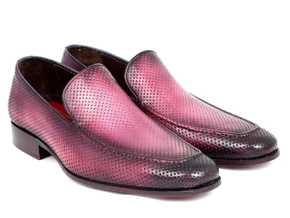 Paul Parkman Men's Purple Perforated Genuine Leather Loafers (ID#874-PURP) PAUL PARKMAN