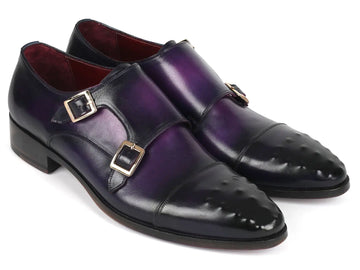 Paul Parkman Men's Studded Cap Toe Monkstraps Purple (ID#047-PRP) PAUL PARKMAN