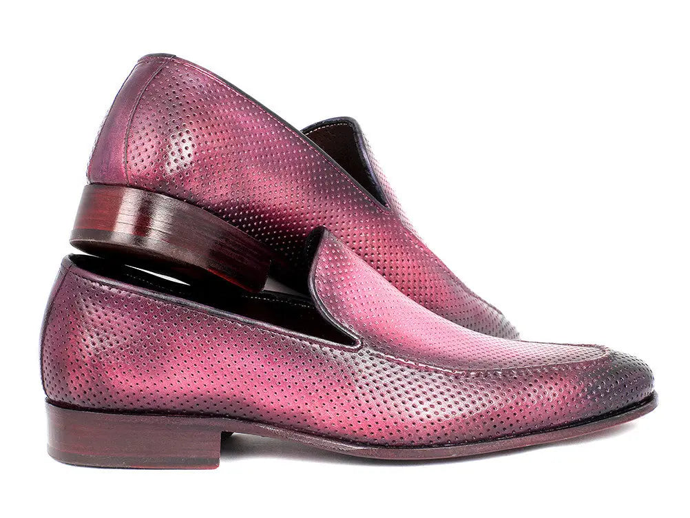 Paul Parkman Men's Purple Perforated Genuine Leather Loafers (ID#874-PURP) PAUL PARKMAN