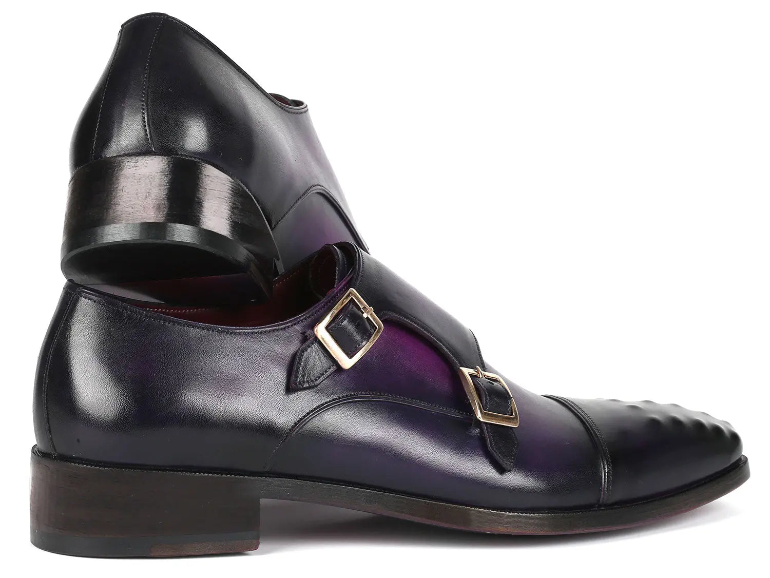 Paul Parkman Men's Studded Cap Toe Monkstraps Purple (ID#047-PRP) PAUL PARKMAN