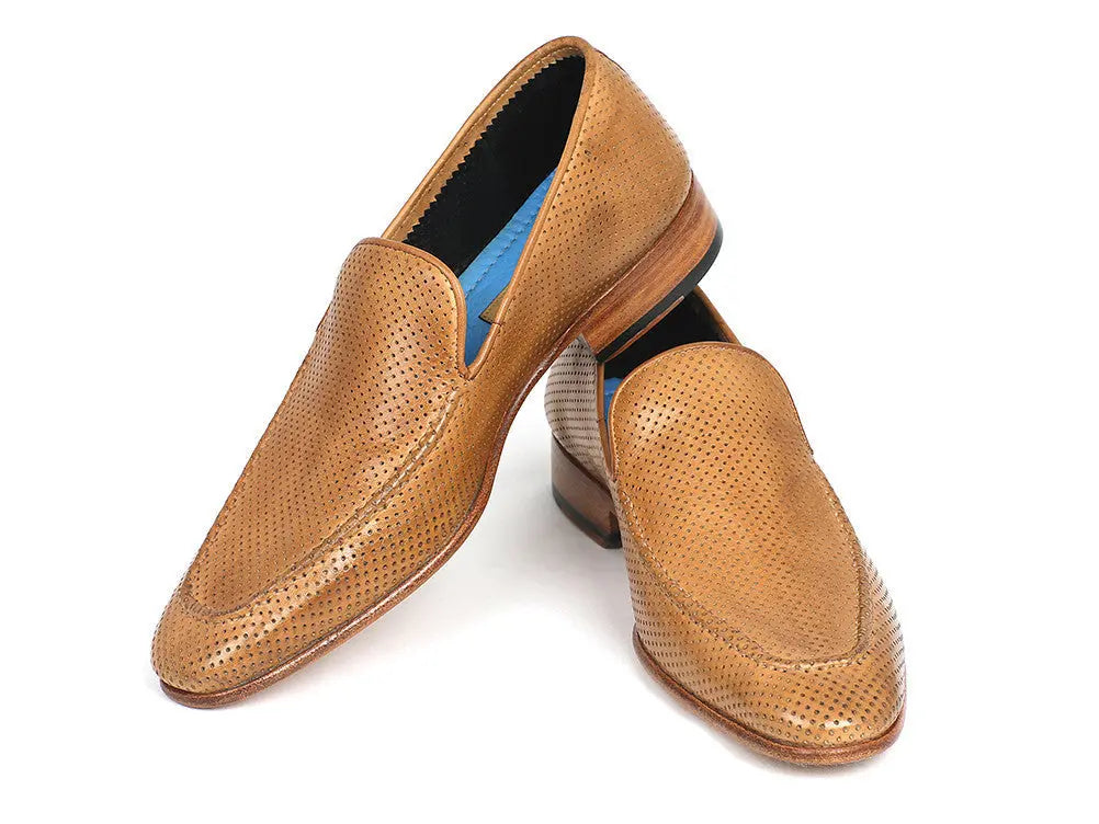 Paul Parkman Men's Beige Perforated Genuine Leather Loafers (ID#874-BEJ) PAUL PARKMAN