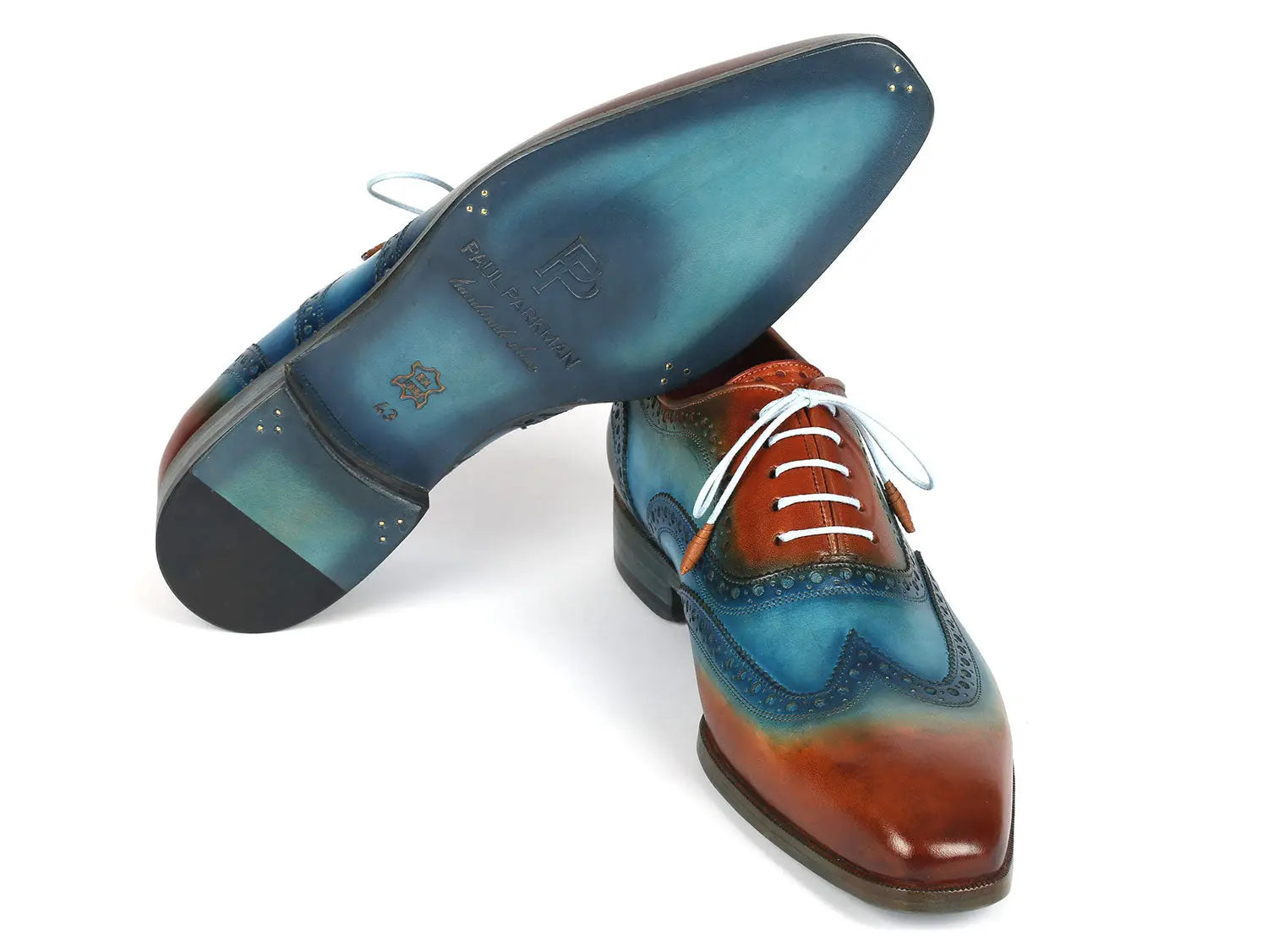 Paul Parkman Men's Turquoise/Tobacco Wingtip Oxfords (ID#228-TRQ) PAUL PARKMAN