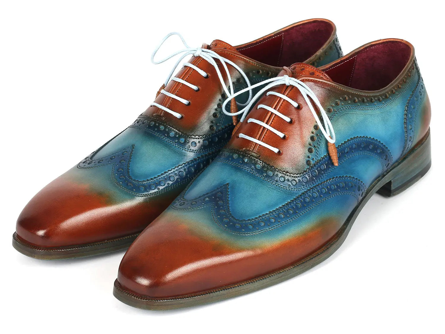 Paul Parkman Men's Turquoise/Tobacco Wingtip Oxfords (ID#228-TRQ) PAUL PARKMAN