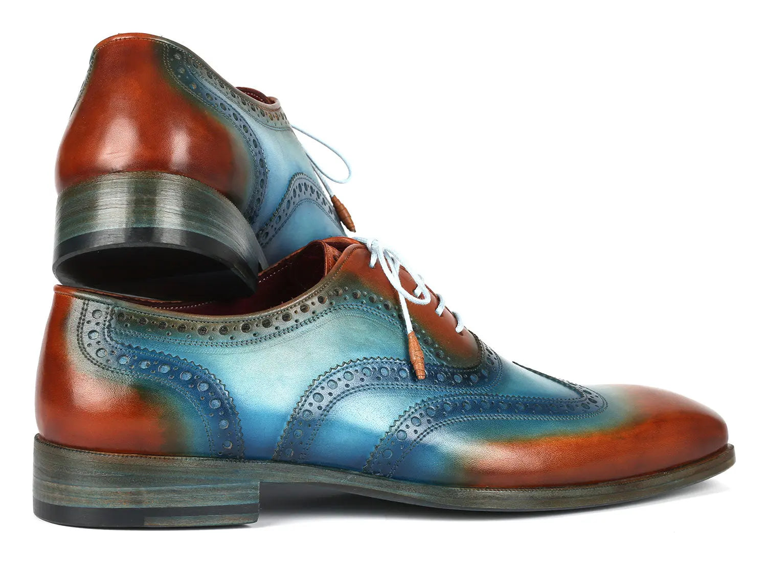 Paul Parkman Men's Turquoise/Tobacco Wingtip Oxfords (ID#228-TRQ) PAUL PARKMAN