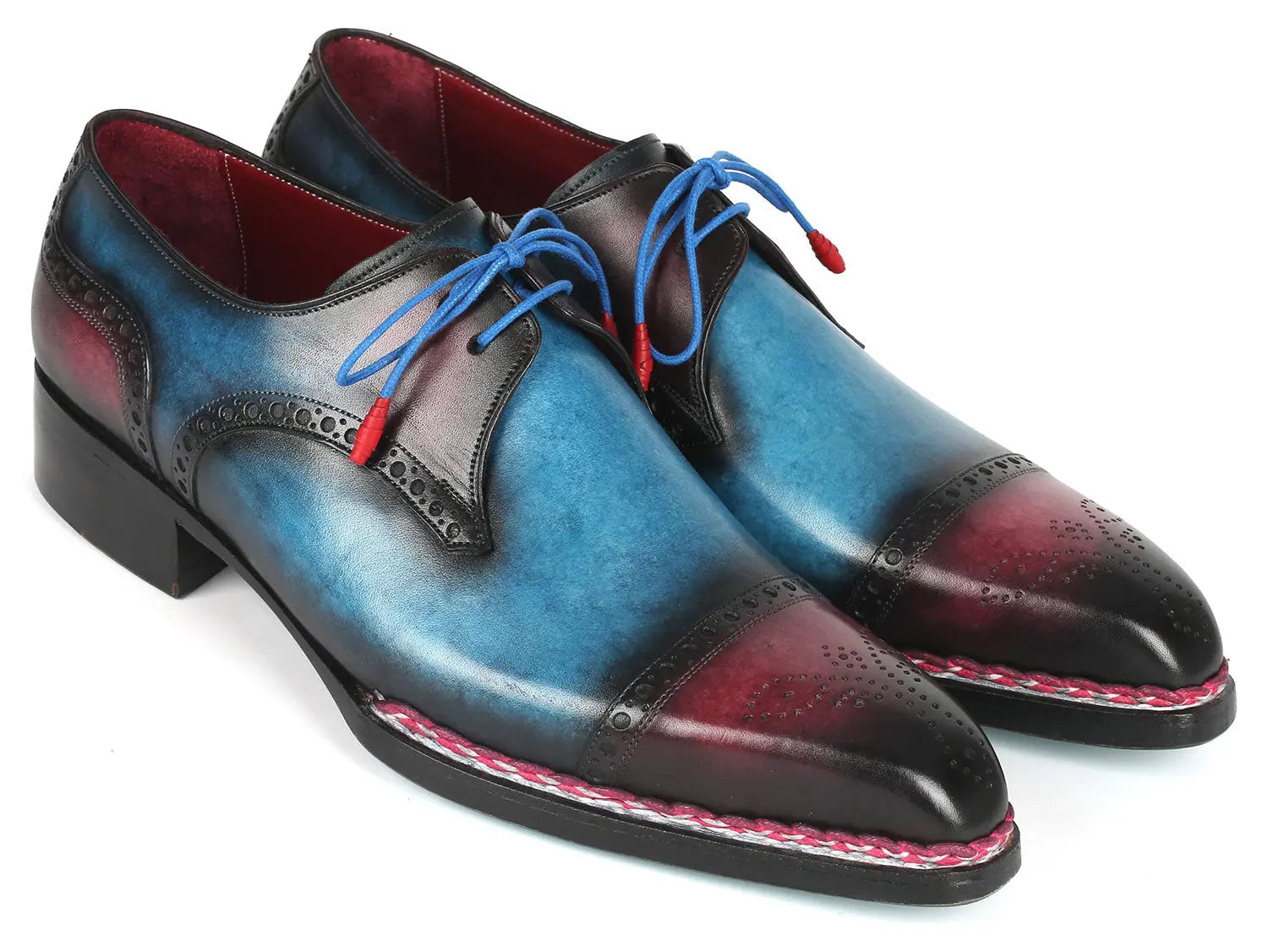 Paul Parkman Norwegian Welted Cap Toe Derby Shoes Blue & Purple (ID#8508-PBL) PAUL PARKMAN