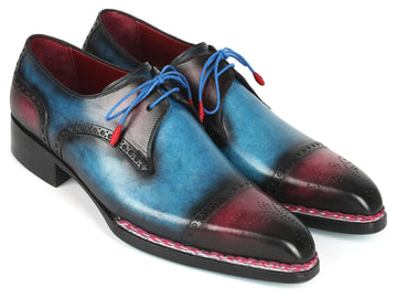 Paul Parkman Norwegian Welted Cap Toe Derby Shoes Blue & Purple (ID#8508-PBL) PAUL PARKMAN