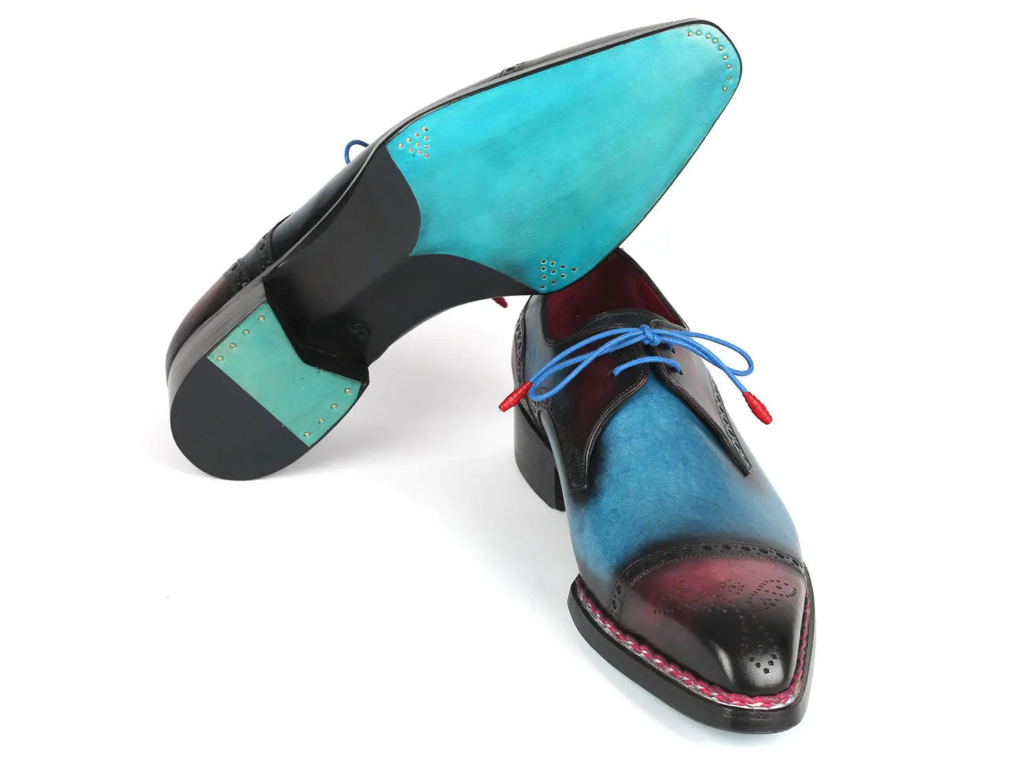 Paul Parkman Men's Blue/Purple Norwegian Welted Cap Toe Derby Shoes (ID#8508-PBL) PAUL PARKMAN