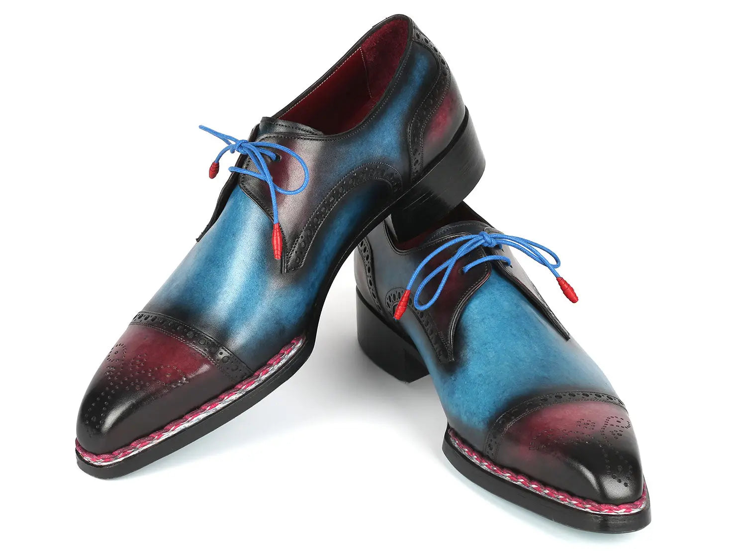 Paul Parkman Norwegian Welted Cap Toe Derby Shoes Blue & Purple (ID#8508-PBL) PAUL PARKMAN