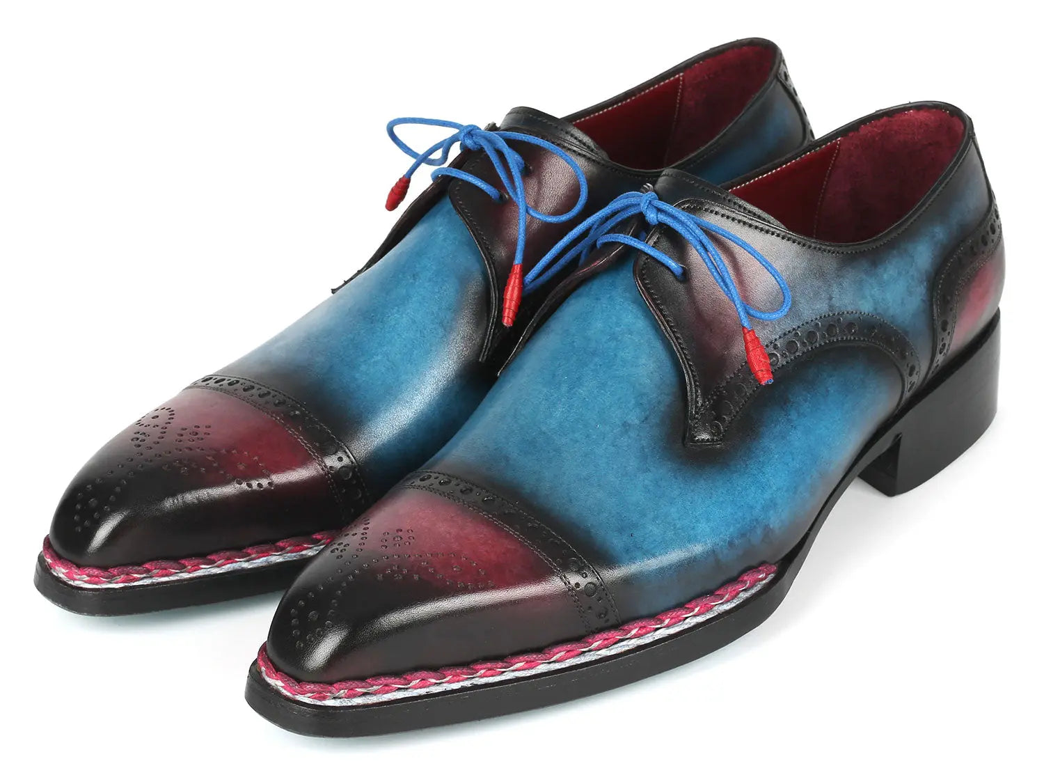 Paul Parkman Norwegian Welted Cap Toe Derby Shoes Blue & Purple (ID#8508-PBL) PAUL PARKMAN