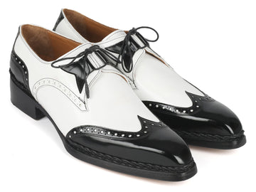 Paul Parkman Norwegian Welted Wingtip Men's Dress Shoes Black & White (ID#8505-BNW)