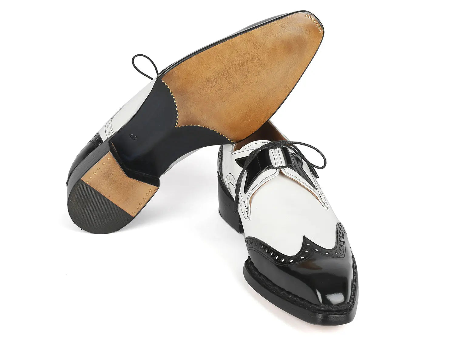 Paul Parkman Men's Black/White Norwegian Welted Wingtip Oxfords (ID#8505-BNW) PAUL PARKMAN