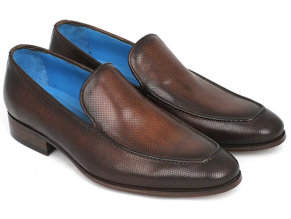 Paul Parkman Men's Brown Perforated Genuine Leather Loafers (ID#874-BRW) PAUL PARKMAN